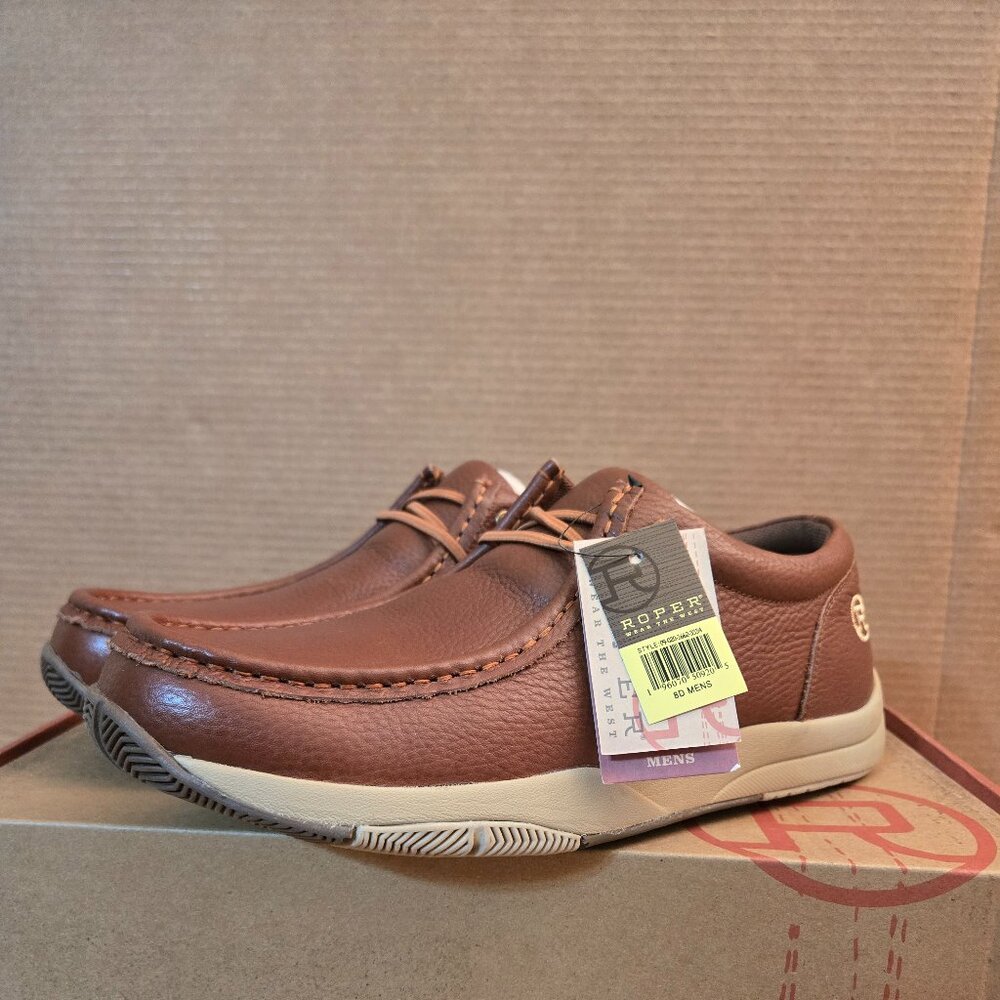 ROPER Men's Clearcut Slip On Casual Shoes  Size 8 Tumbled Brown 09-020-1662-3334